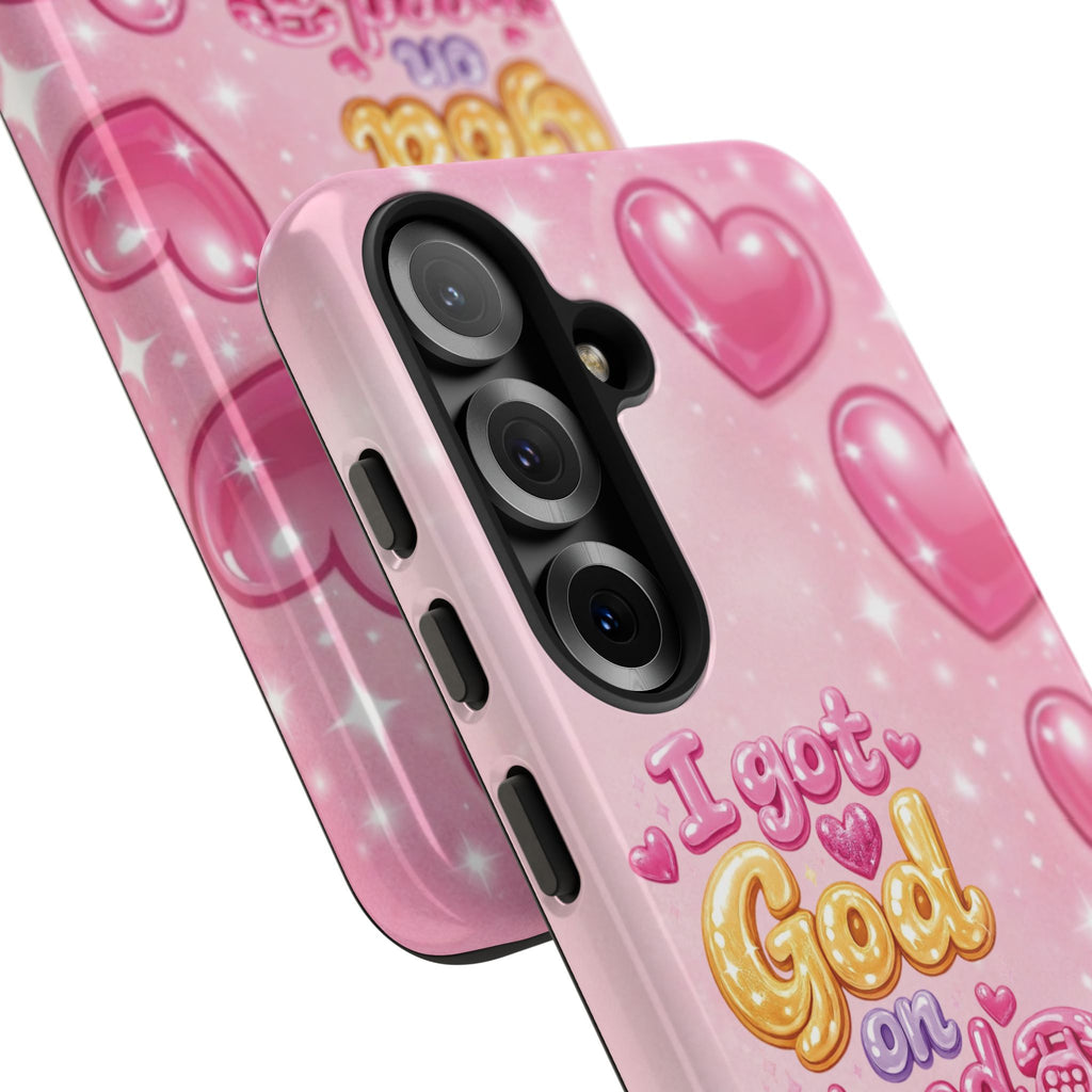 Phone Case - "I Got God on Speed Dial" Pink Heart Tough Case