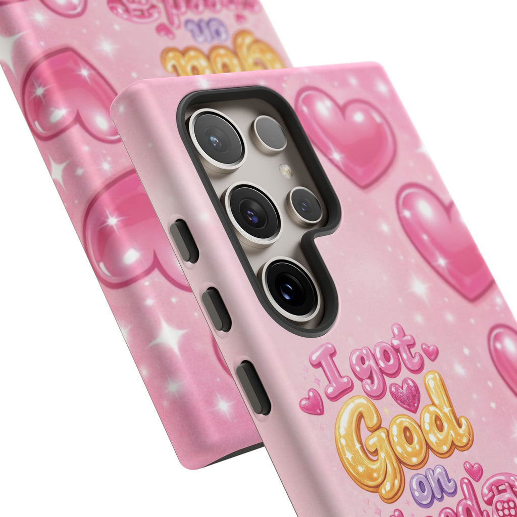 Phone Case - "I Got God on Speed Dial" Pink Heart Tough Case