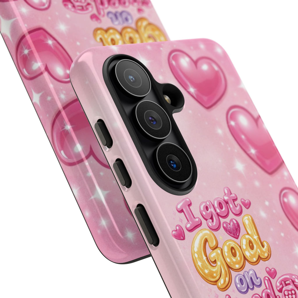 Phone Case - "I Got God on Speed Dial" Pink Heart Tough Case