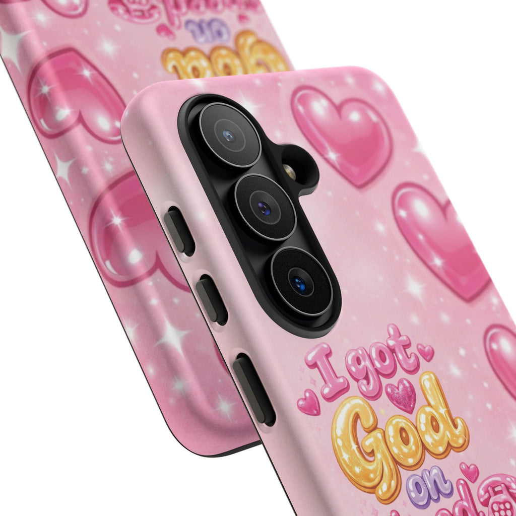 Phone Case - "I Got God on Speed Dial" Pink Heart Tough Case