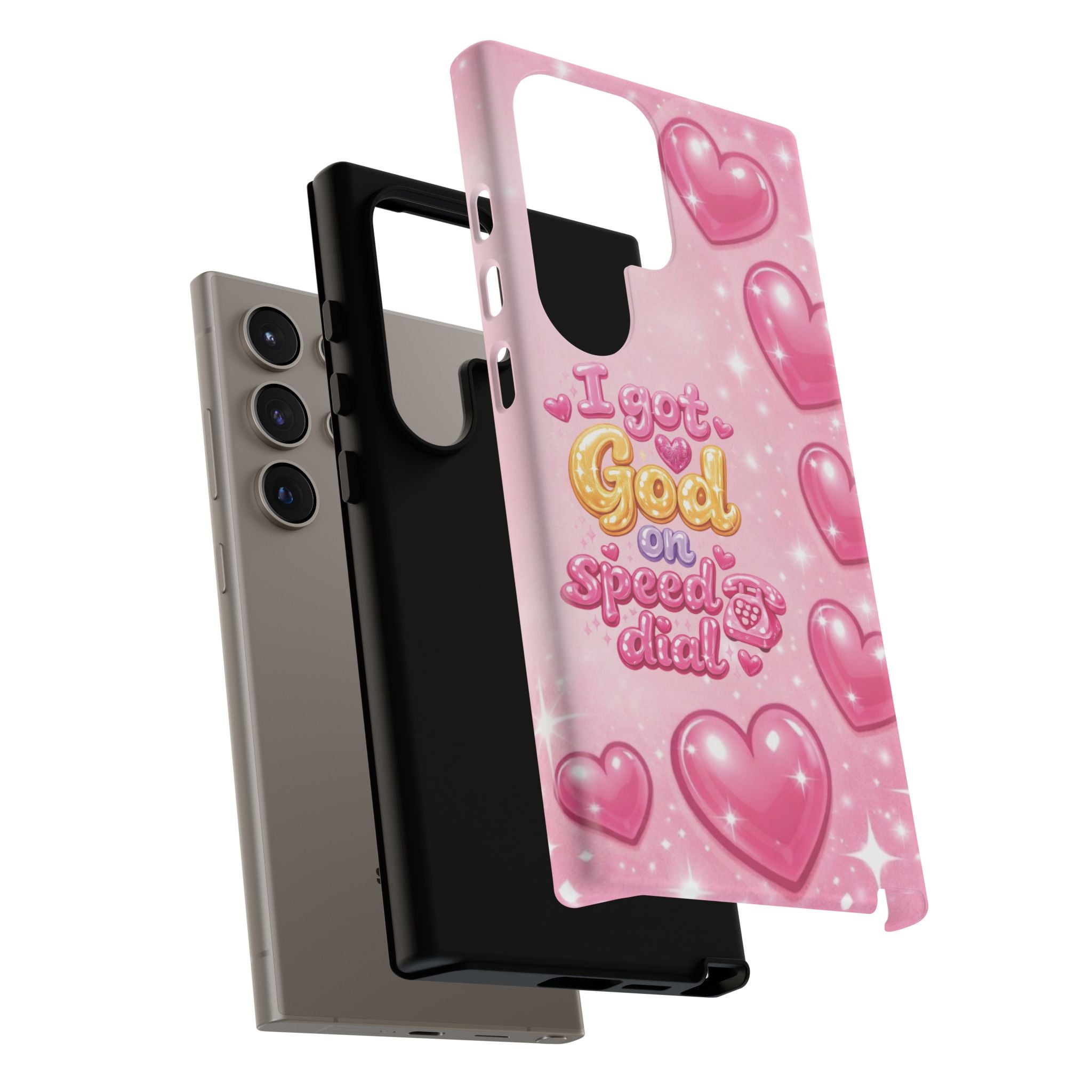 Phone Case - "I Got God on Speed Dial" Pink Heart Tough Case