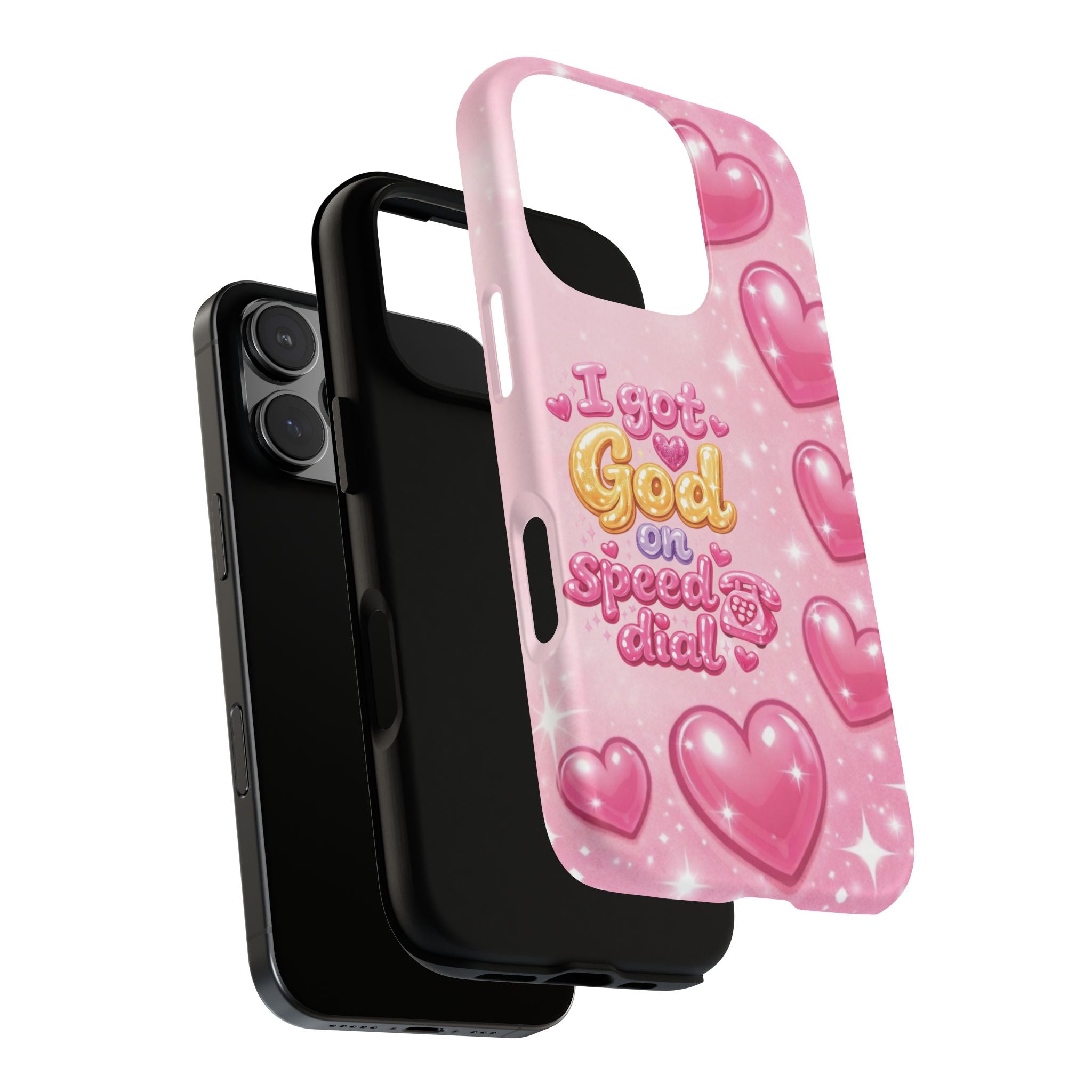 Phone Case - "I Got God on Speed Dial" Pink Heart Tough Case