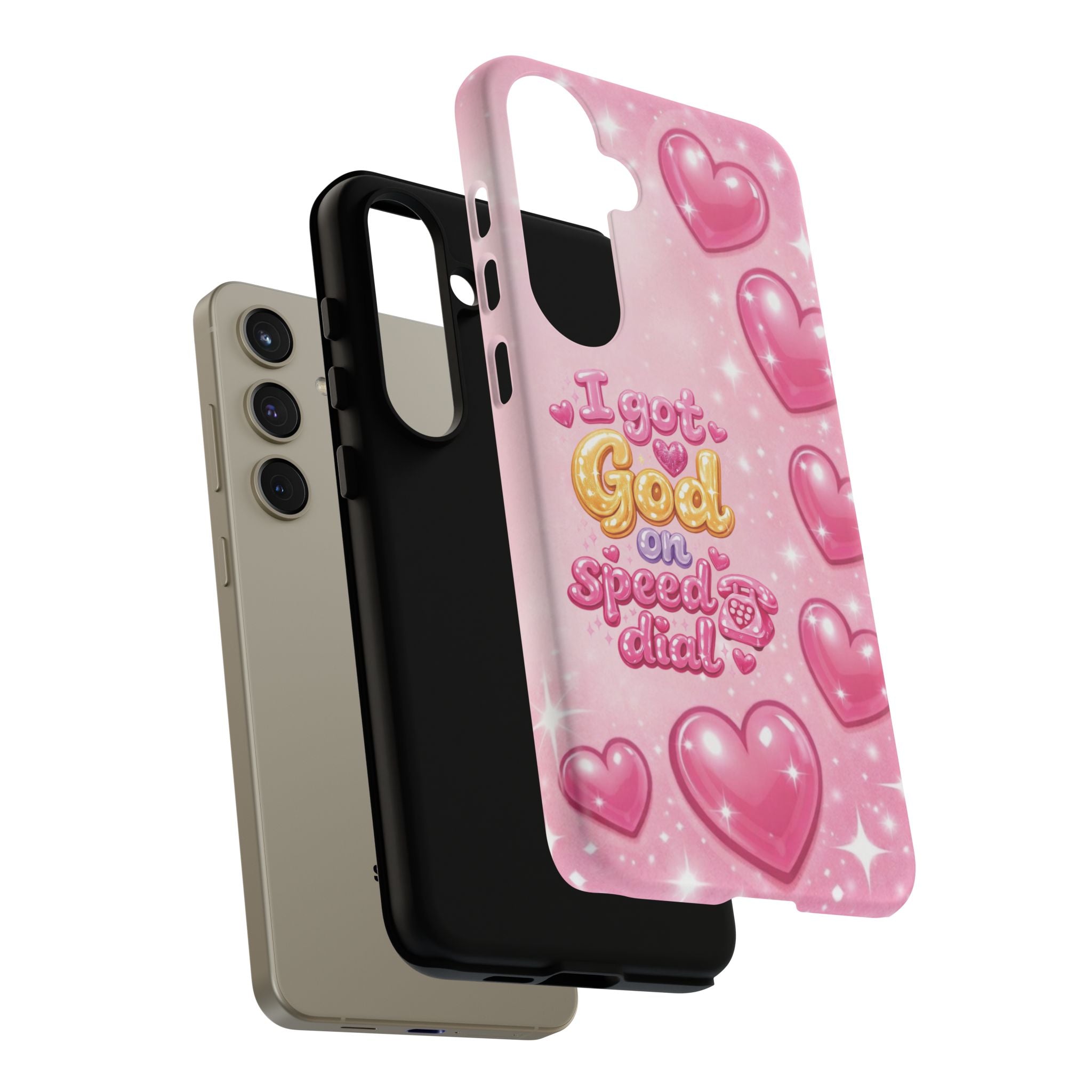Phone Case - "I Got God on Speed Dial" Pink Heart Tough Case