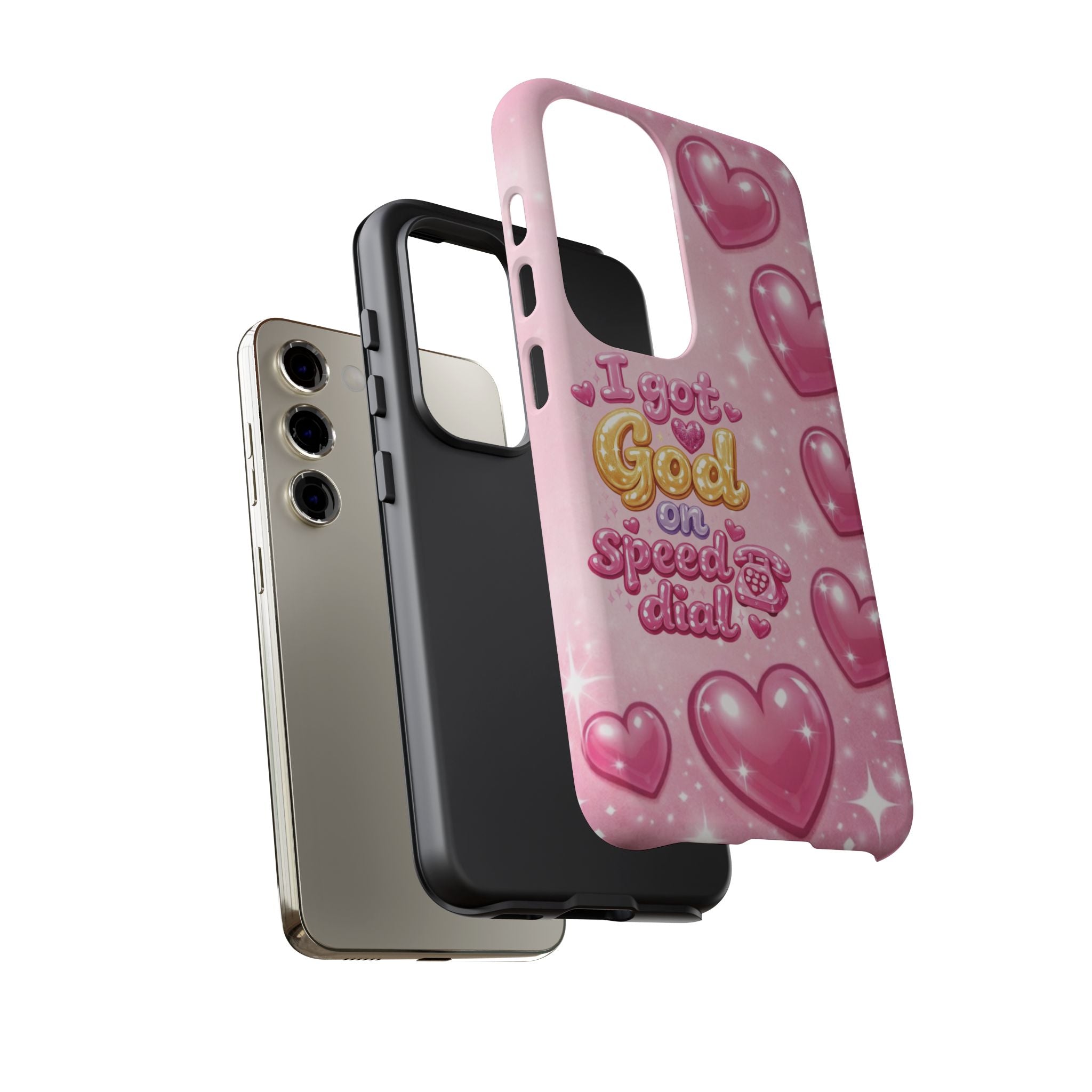 Phone Case - "I Got God on Speed Dial" Pink Heart Tough Case