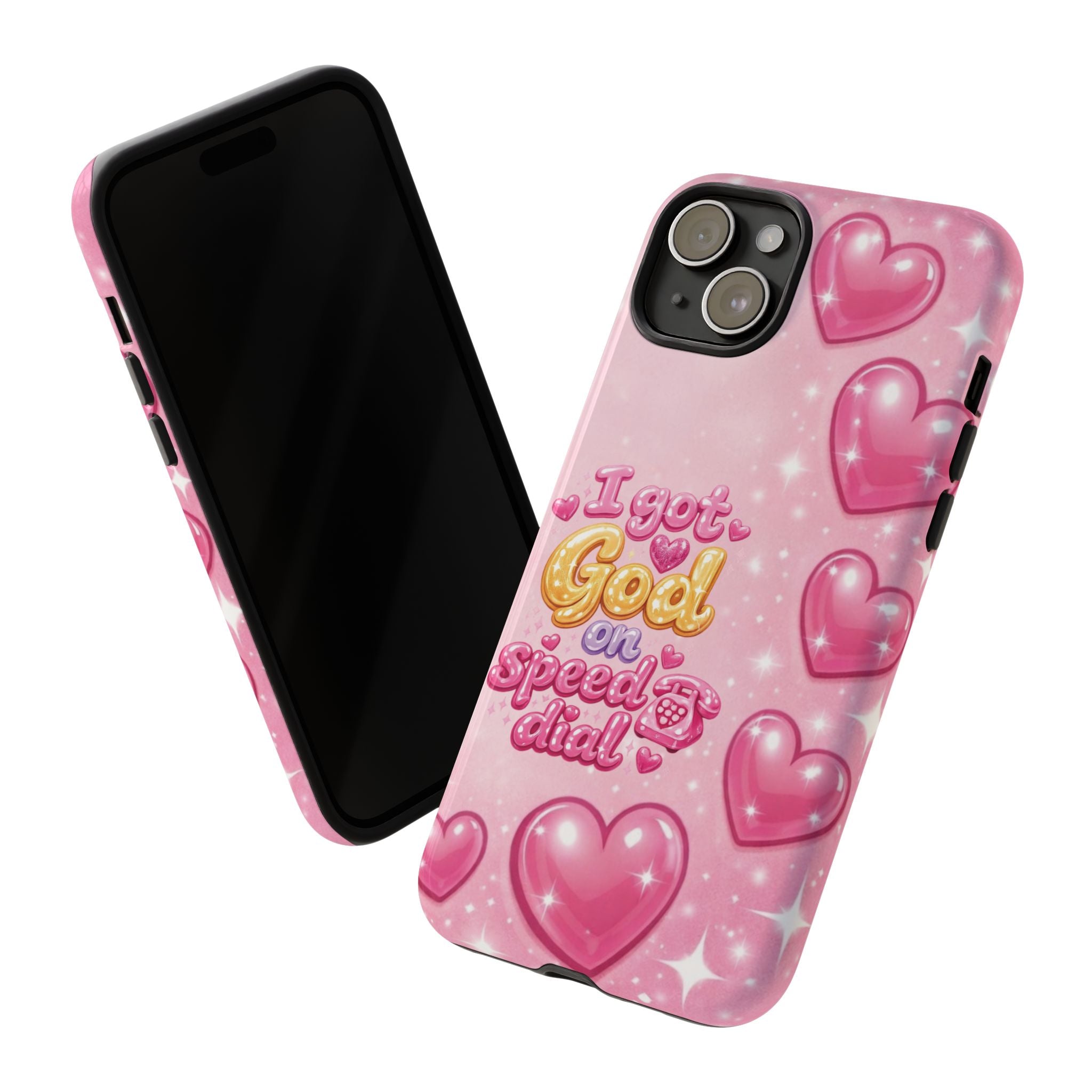 Phone Case - "I Got God on Speed Dial" Pink Heart Tough Case