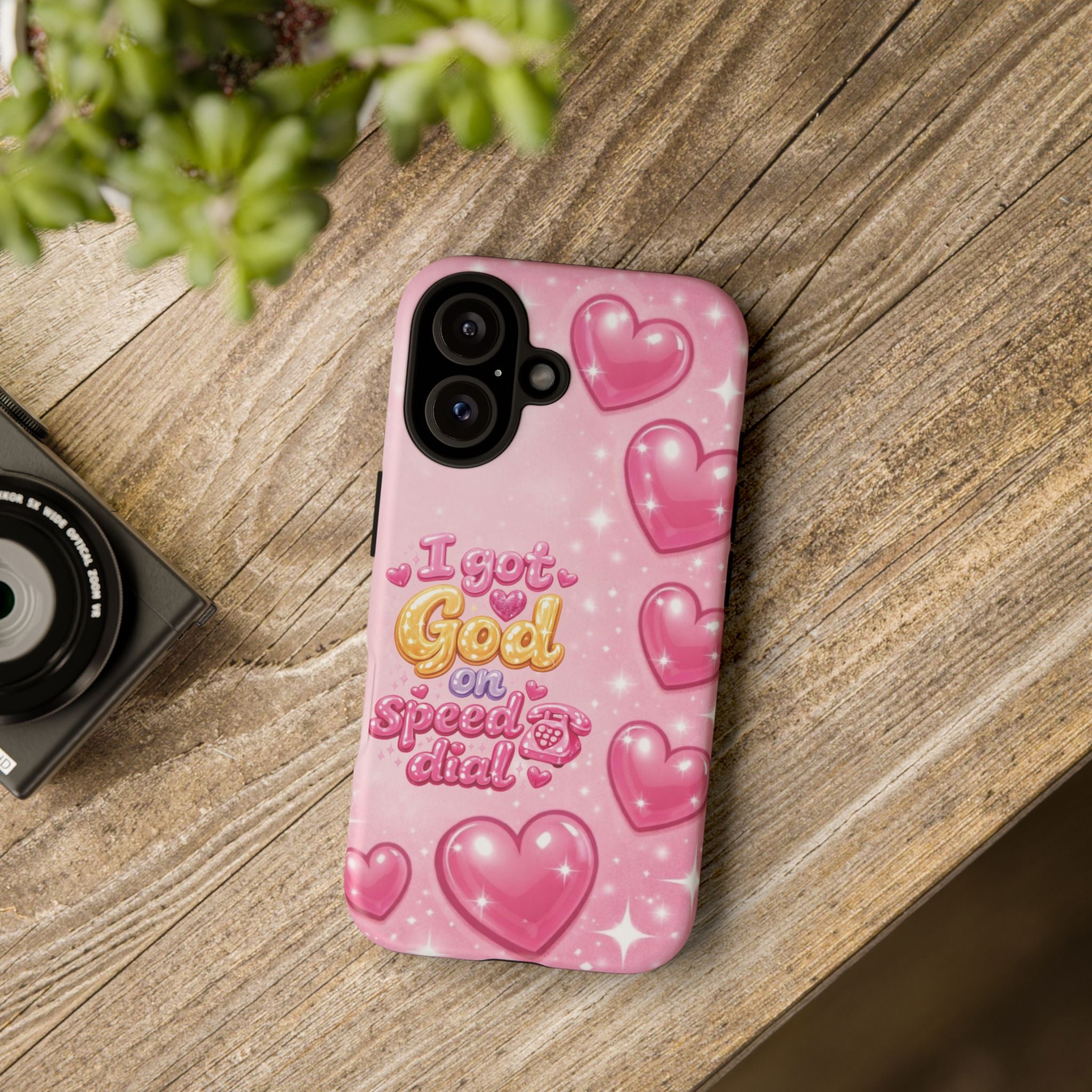 Phone Case - "I Got God on Speed Dial" Pink Heart Tough Case
