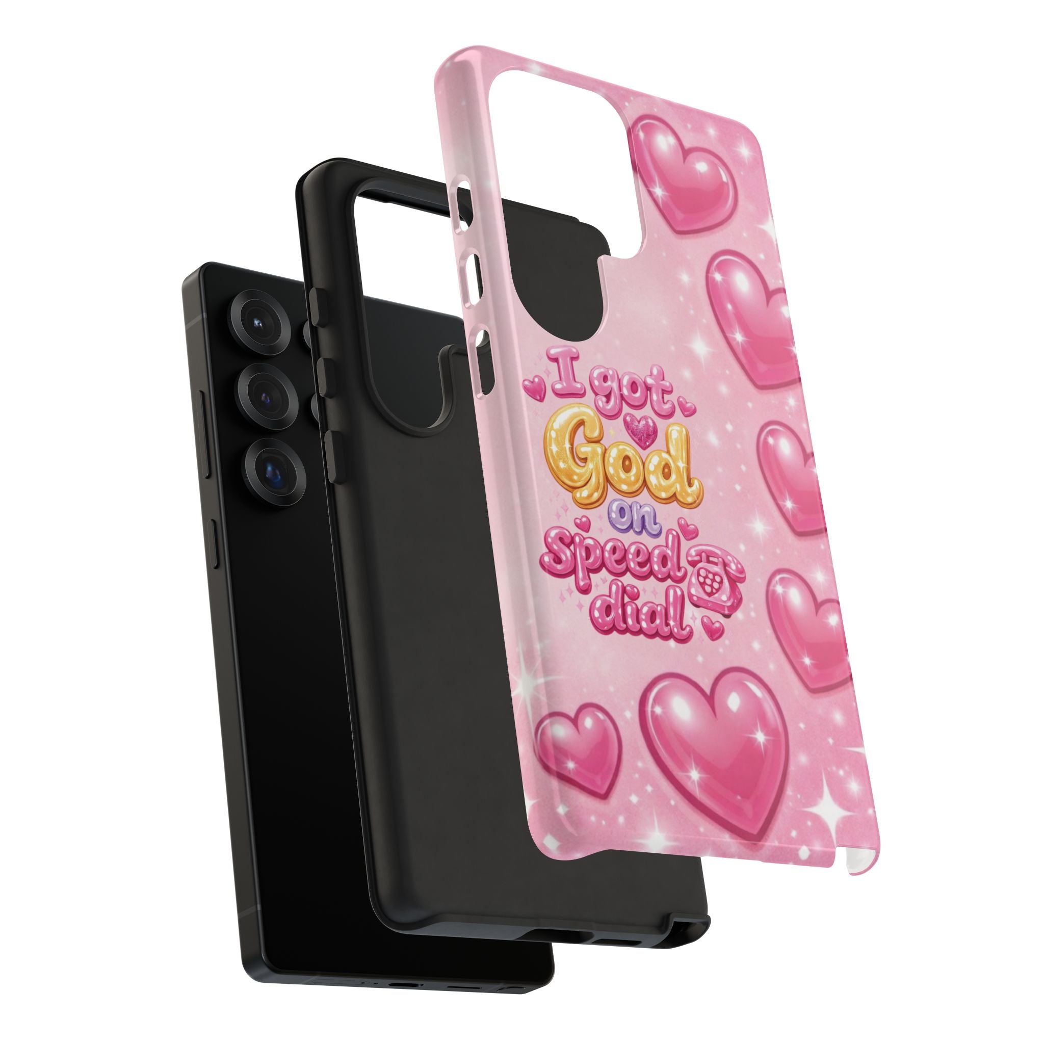 Phone Case - "I Got God on Speed Dial" Pink Heart Tough Case