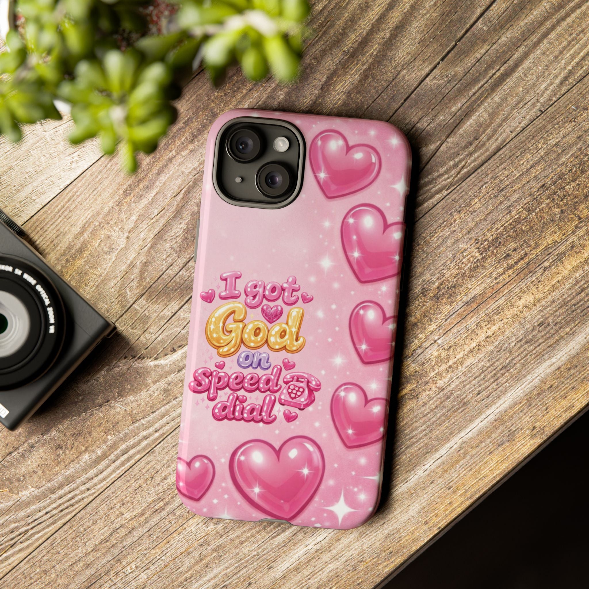 Phone Case - "I Got God on Speed Dial" Pink Heart Tough Case