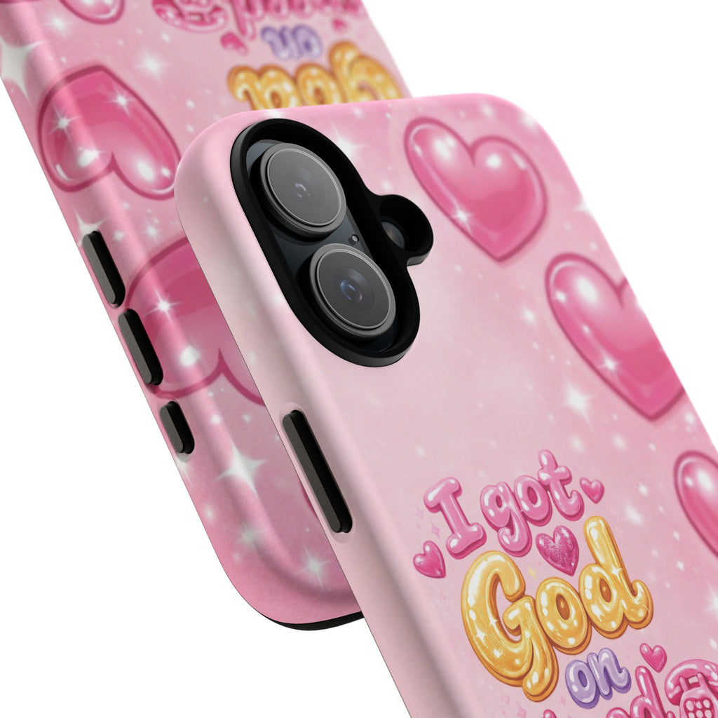 Phone Case - "I Got God on Speed Dial" Pink Heart Tough Case