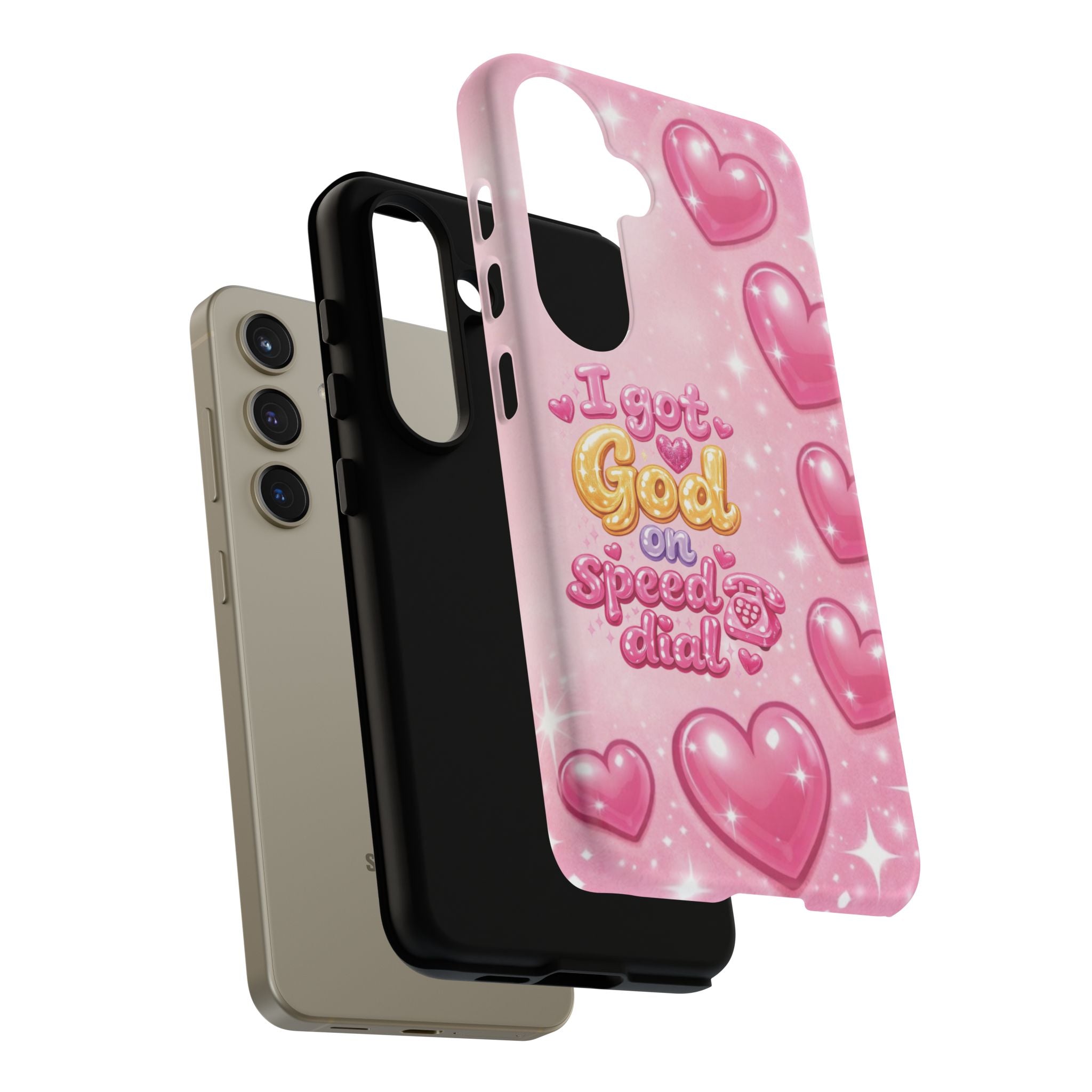 Phone Case - "I Got God on Speed Dial" Pink Heart Tough Case