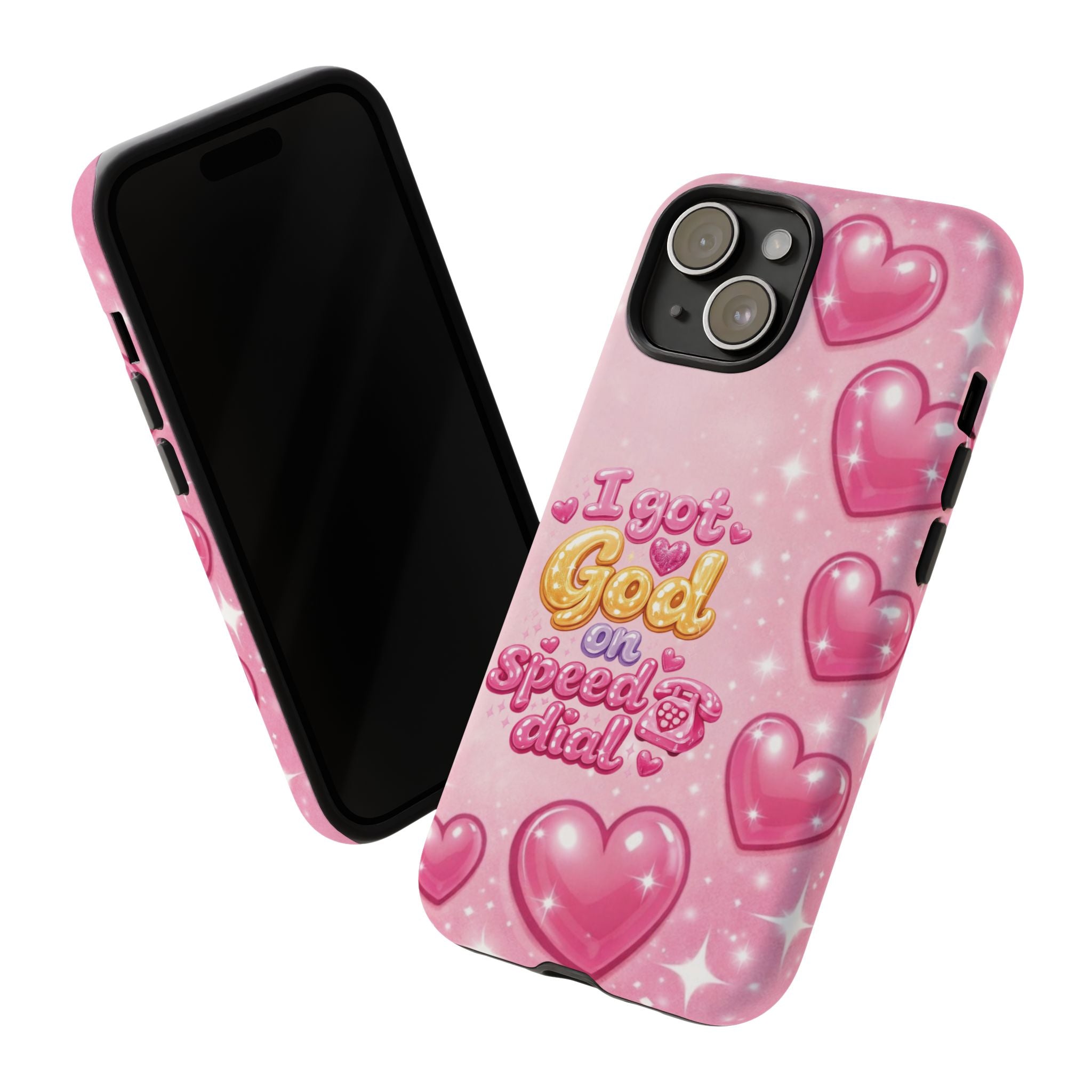 Phone Case - "I Got God on Speed Dial" Pink Heart Tough Case