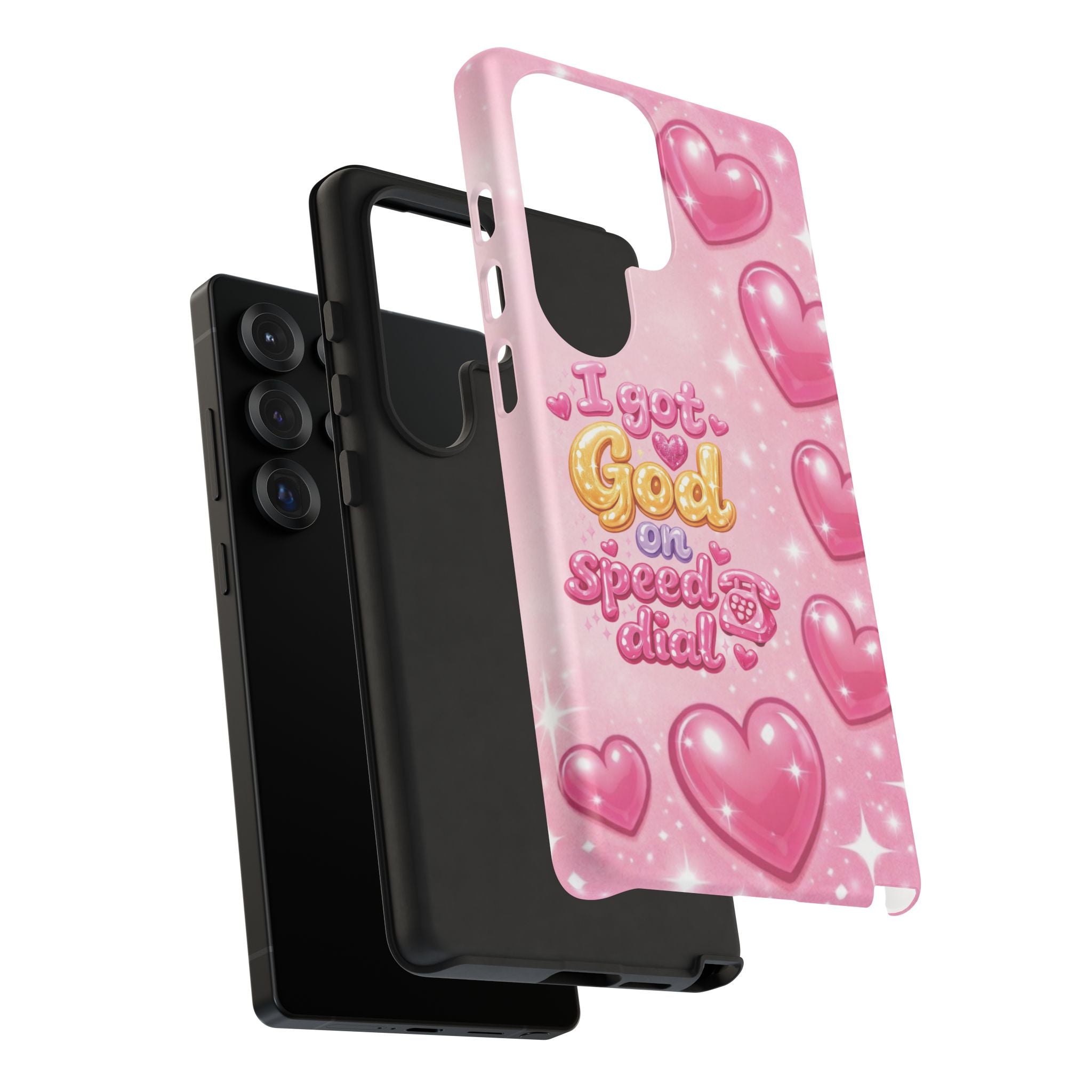 Phone Case - "I Got God on Speed Dial" Pink Heart Tough Case