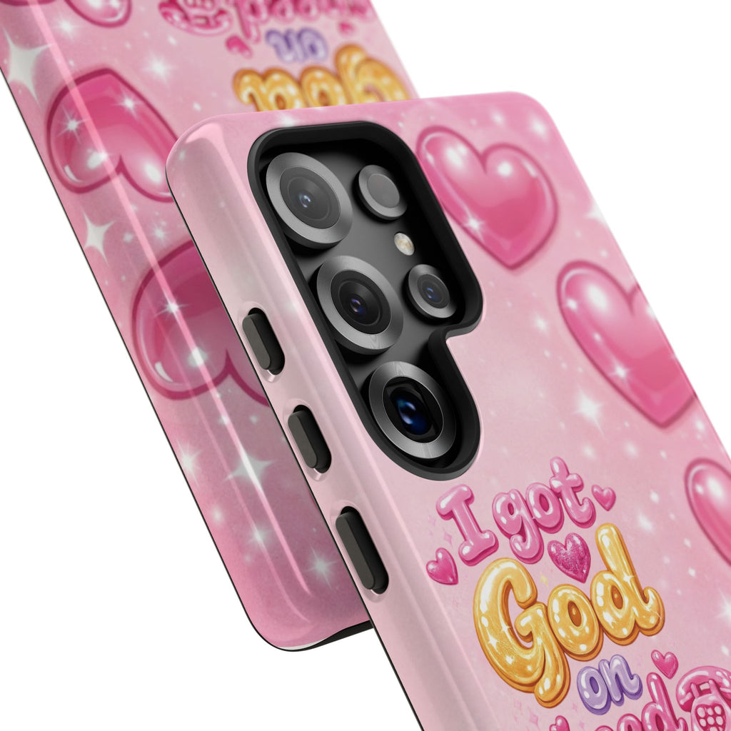Phone Case - "I Got God on Speed Dial" Pink Heart Tough Case