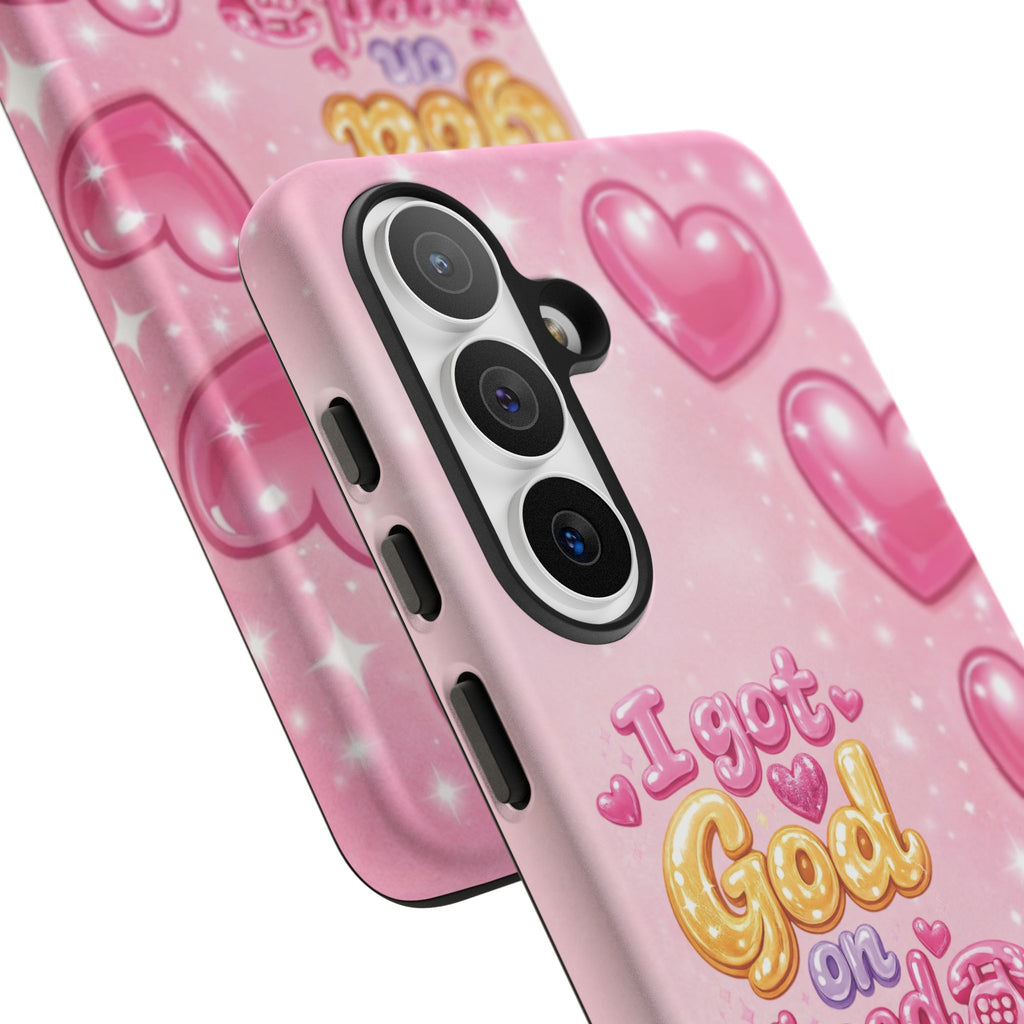 Phone Case - "I Got God on Speed Dial" Pink Heart Tough Case