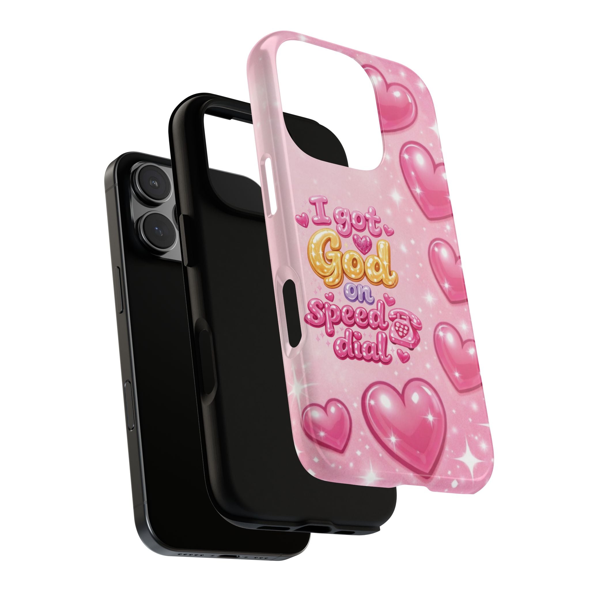Phone Case - "I Got God on Speed Dial" Pink Heart Tough Case