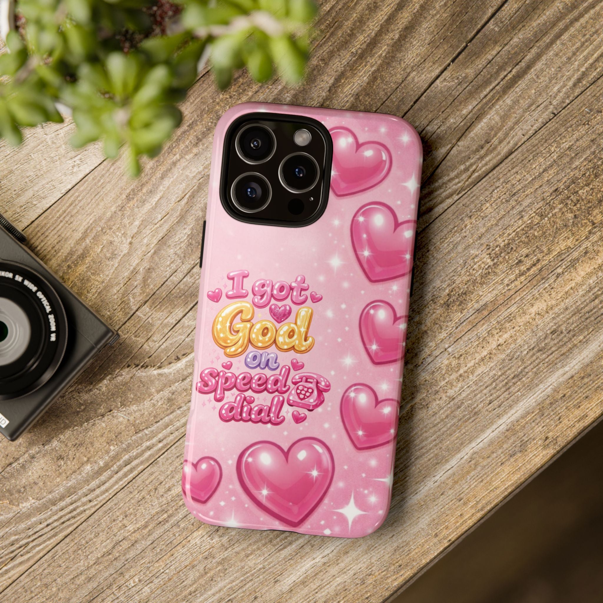 Phone Case - "I Got God on Speed Dial" Pink Heart Tough Case