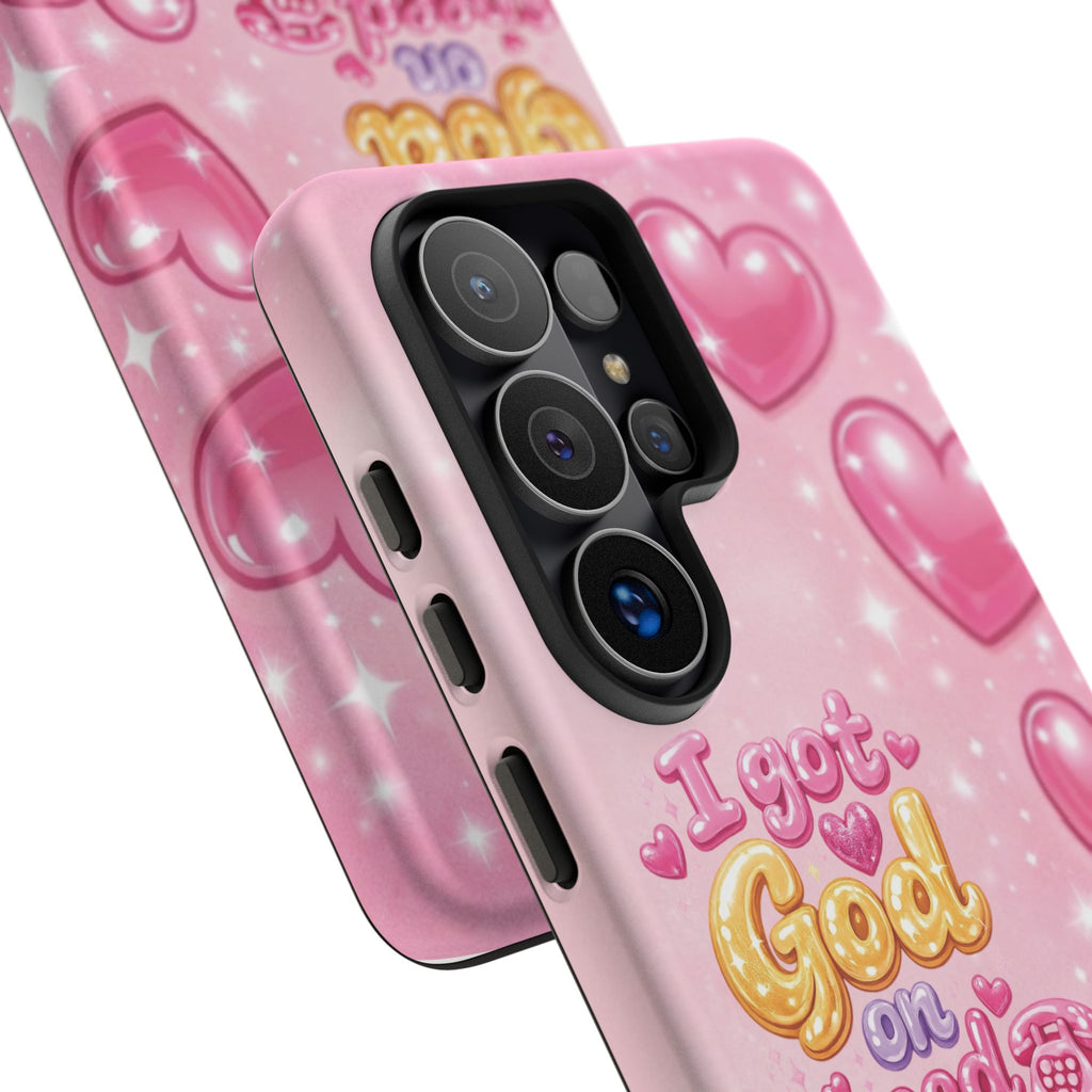 Phone Case - "I Got God on Speed Dial" Pink Heart Tough Case