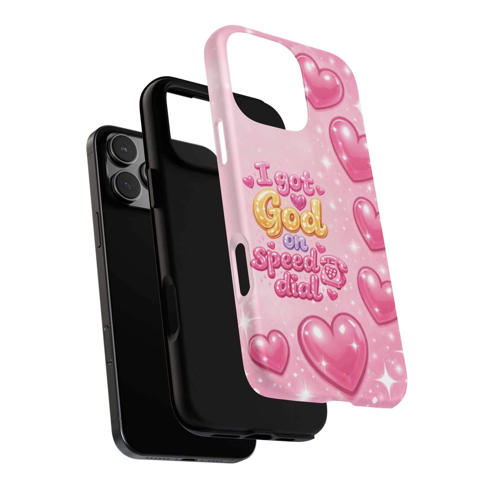 Phone Case - "I Got God on Speed Dial" Pink Heart Tough Case