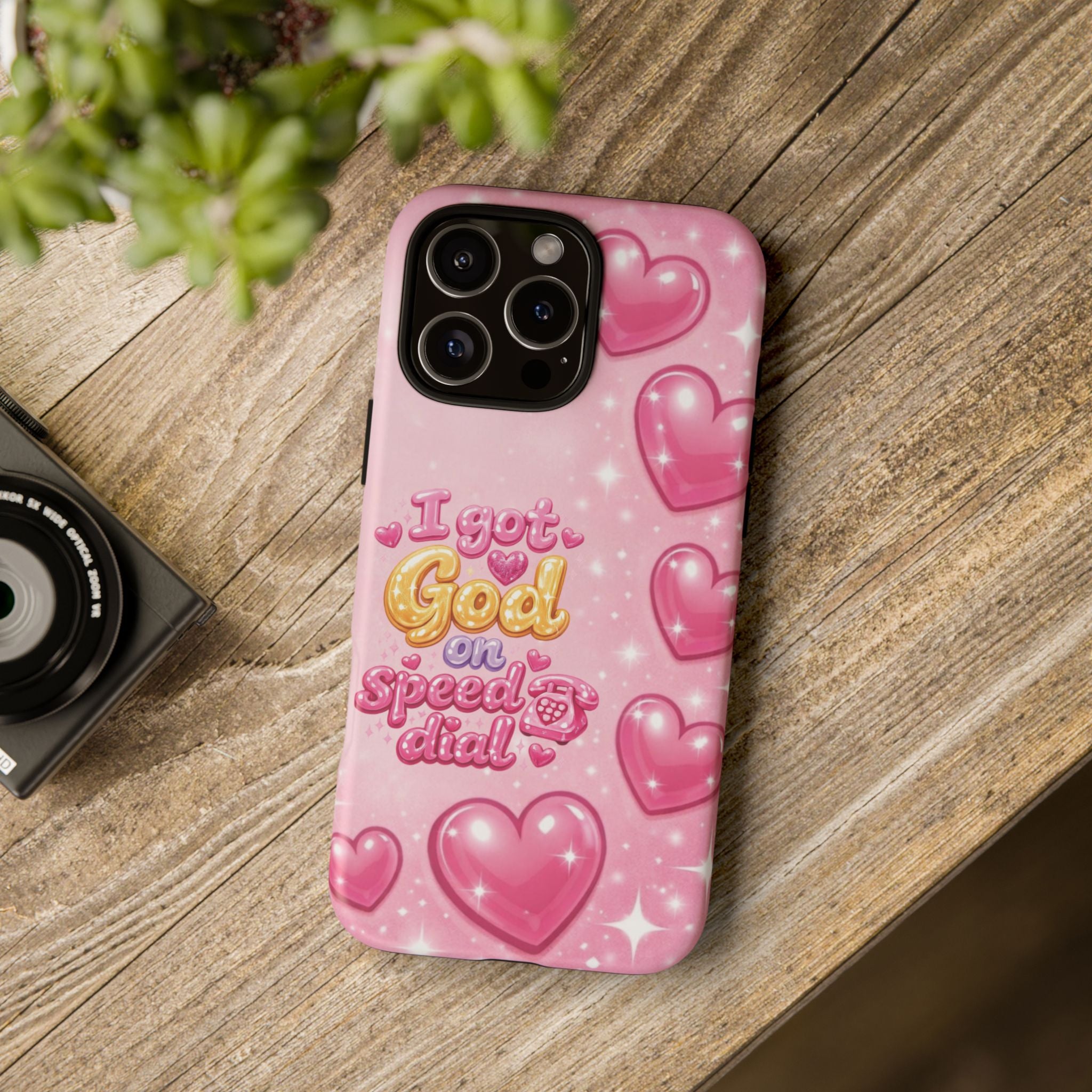 Phone Case - "I Got God on Speed Dial" Pink Heart Tough Case