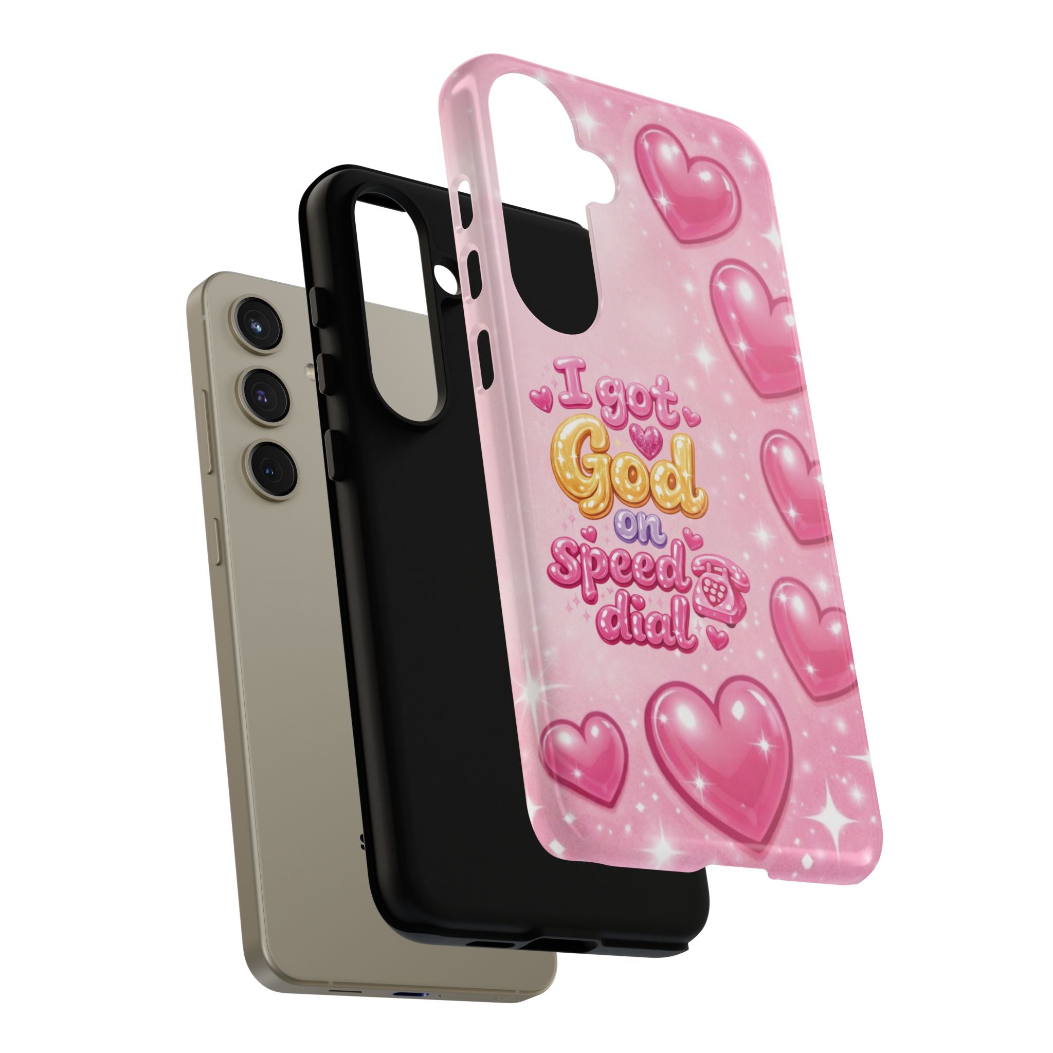 Phone Case - "I Got God on Speed Dial" Pink Heart Tough Case