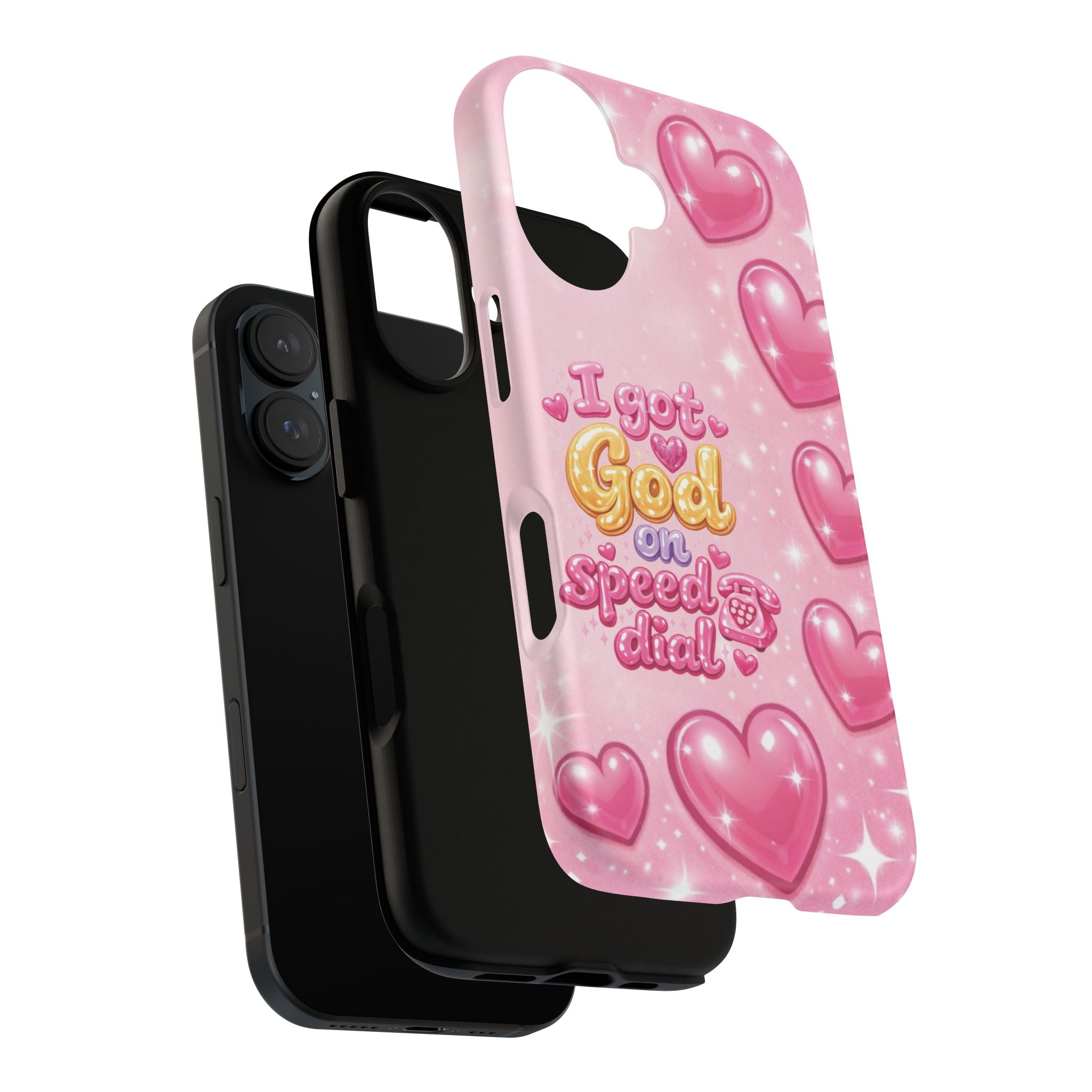 Phone Case - "I Got God on Speed Dial" Pink Heart Tough Case