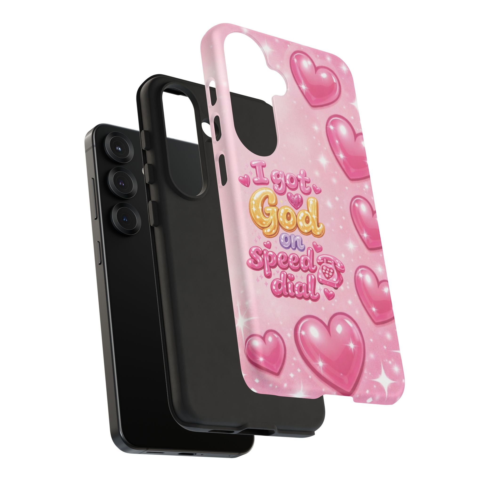 Phone Case - "I Got God on Speed Dial" Pink Heart Tough Case