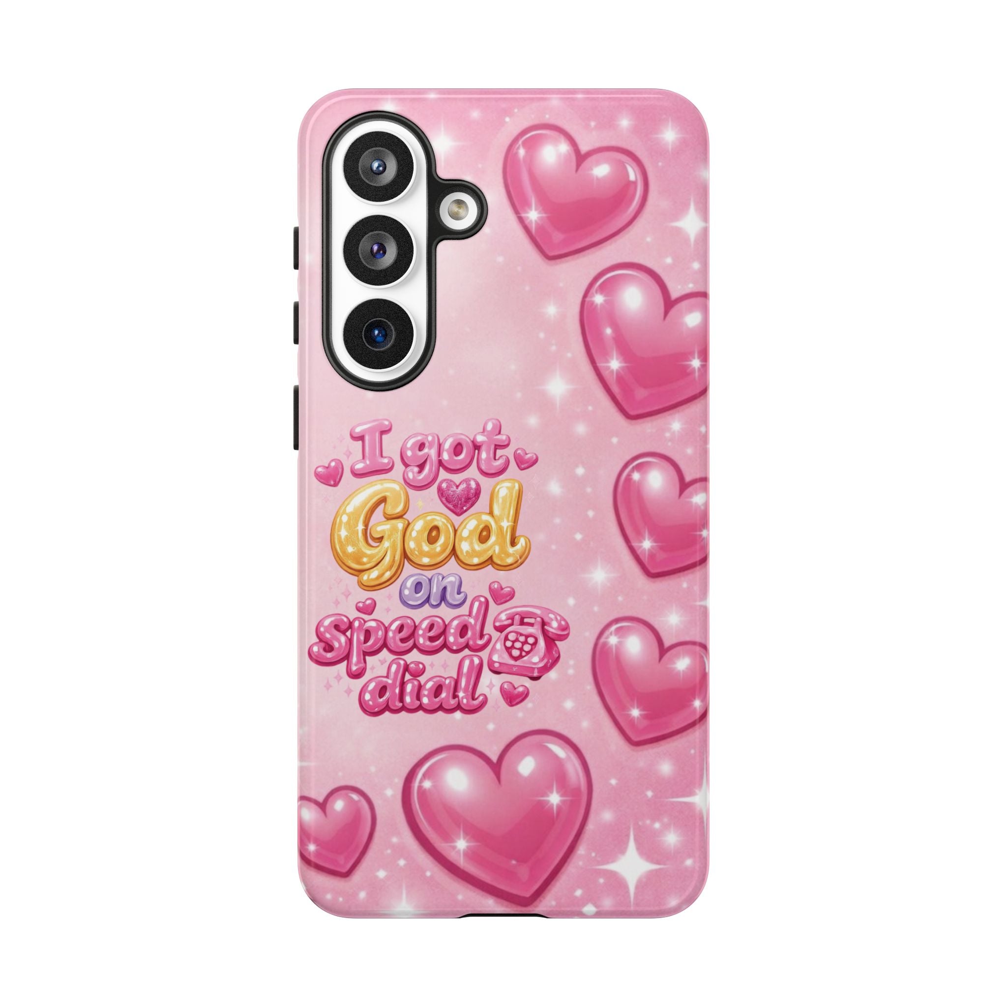 Phone Case - "I Got God on Speed Dial" Pink Heart Tough Case