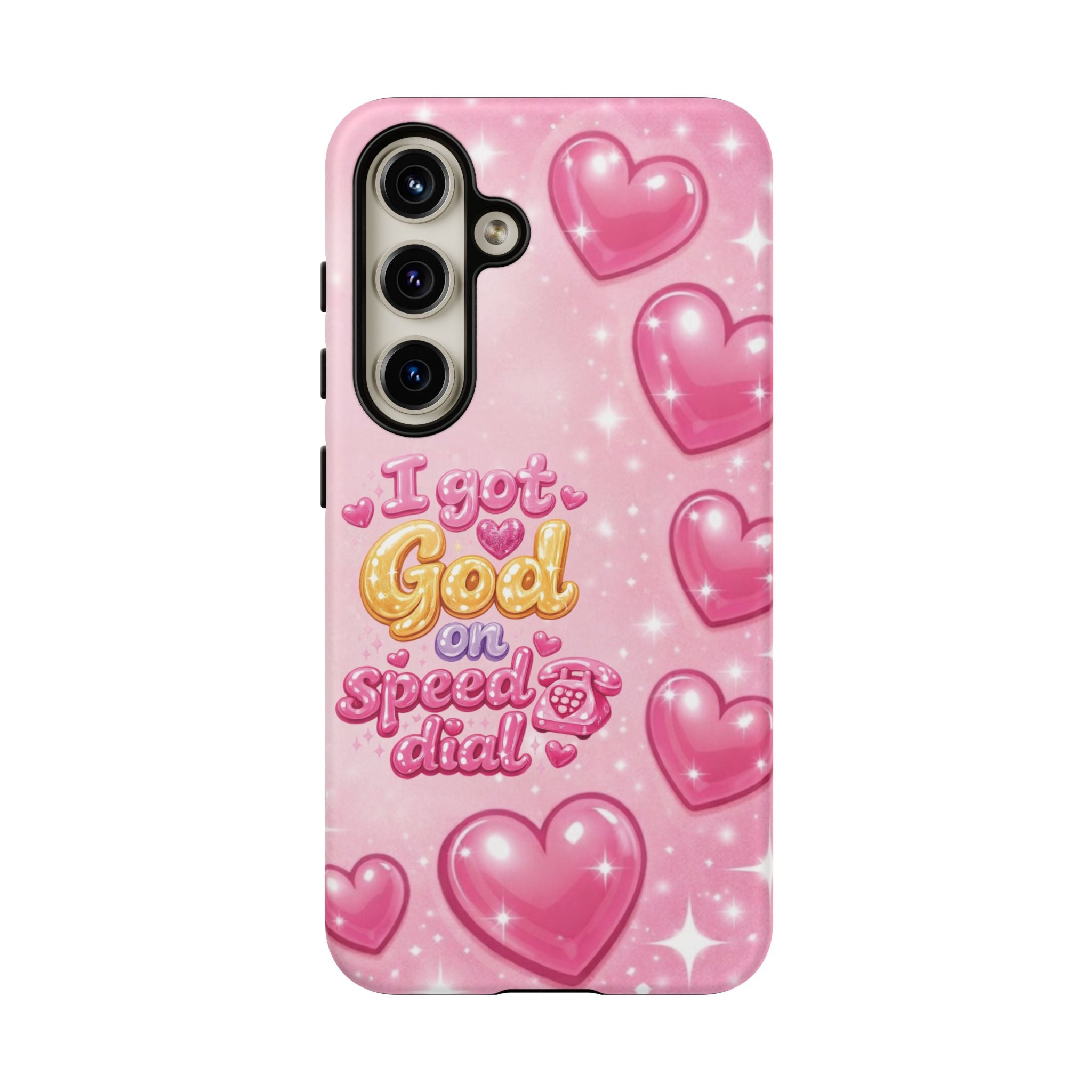 Phone Case - "I Got God on Speed Dial" Pink Heart Tough Case