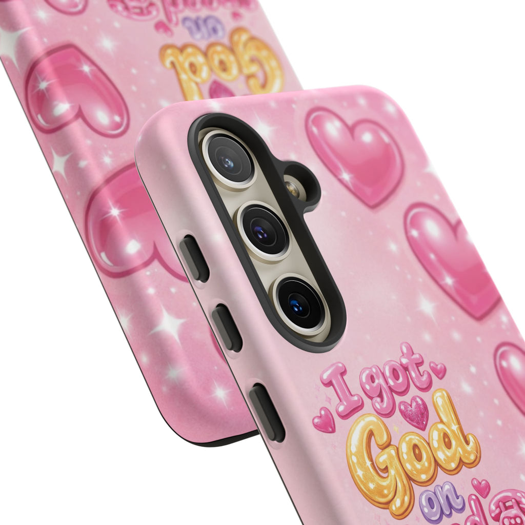 Phone Case - "I Got God on Speed Dial" Pink Heart Tough Case