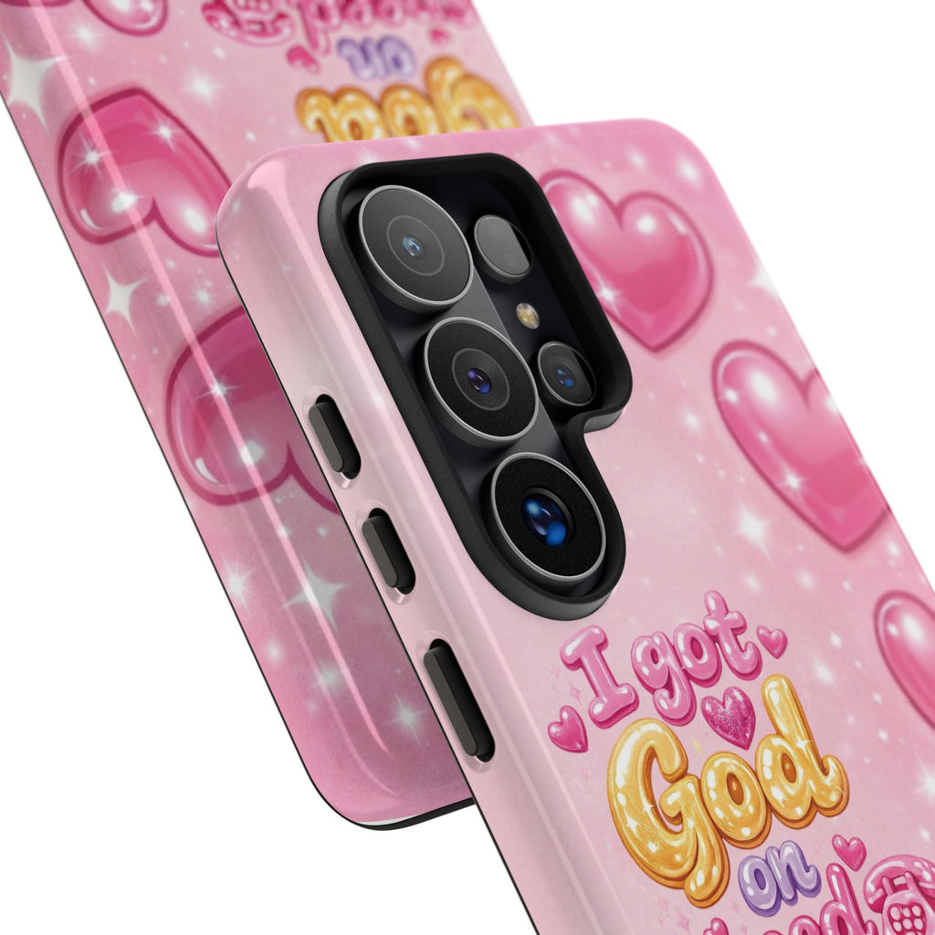 Phone Case - "I Got God on Speed Dial" Pink Heart Tough Case