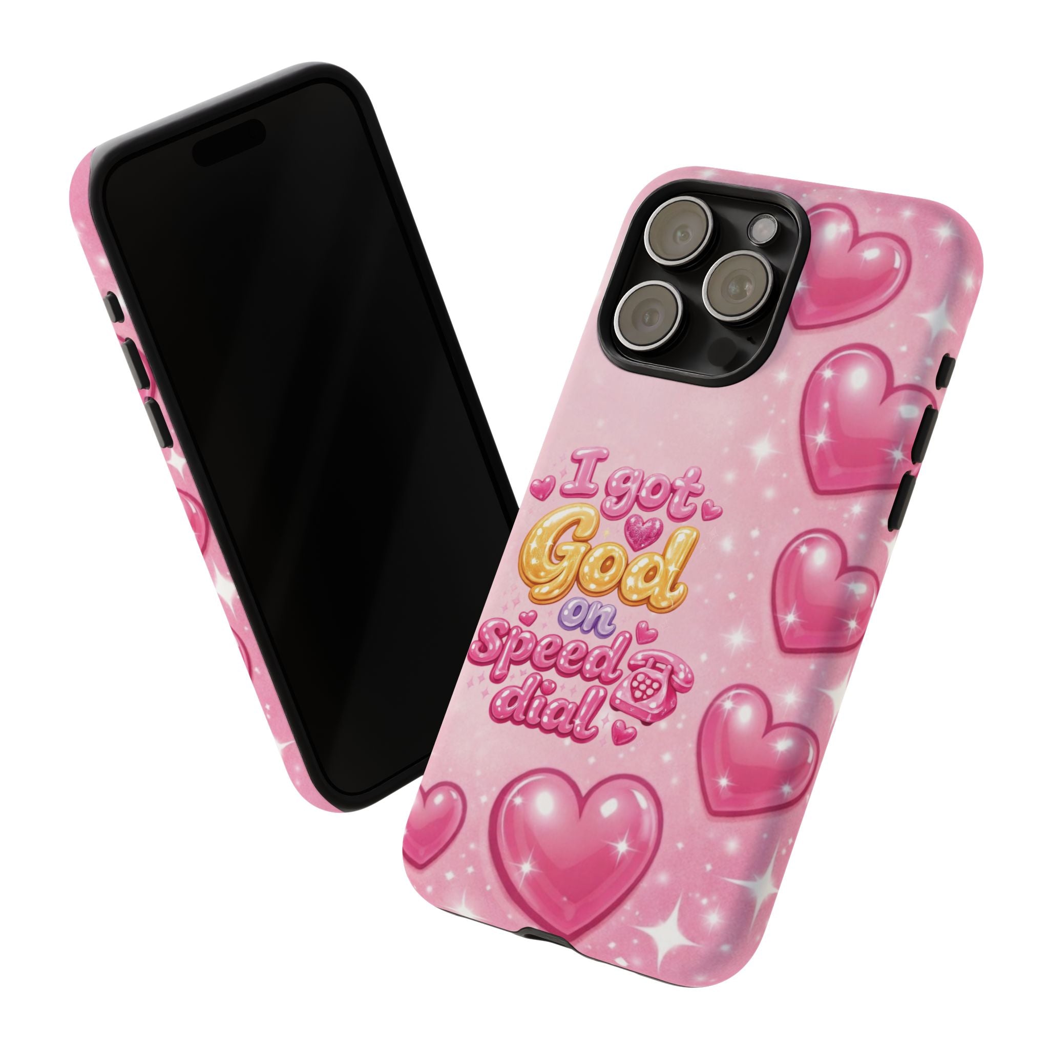 Phone Case - "I Got God on Speed Dial" Pink Heart Tough Case