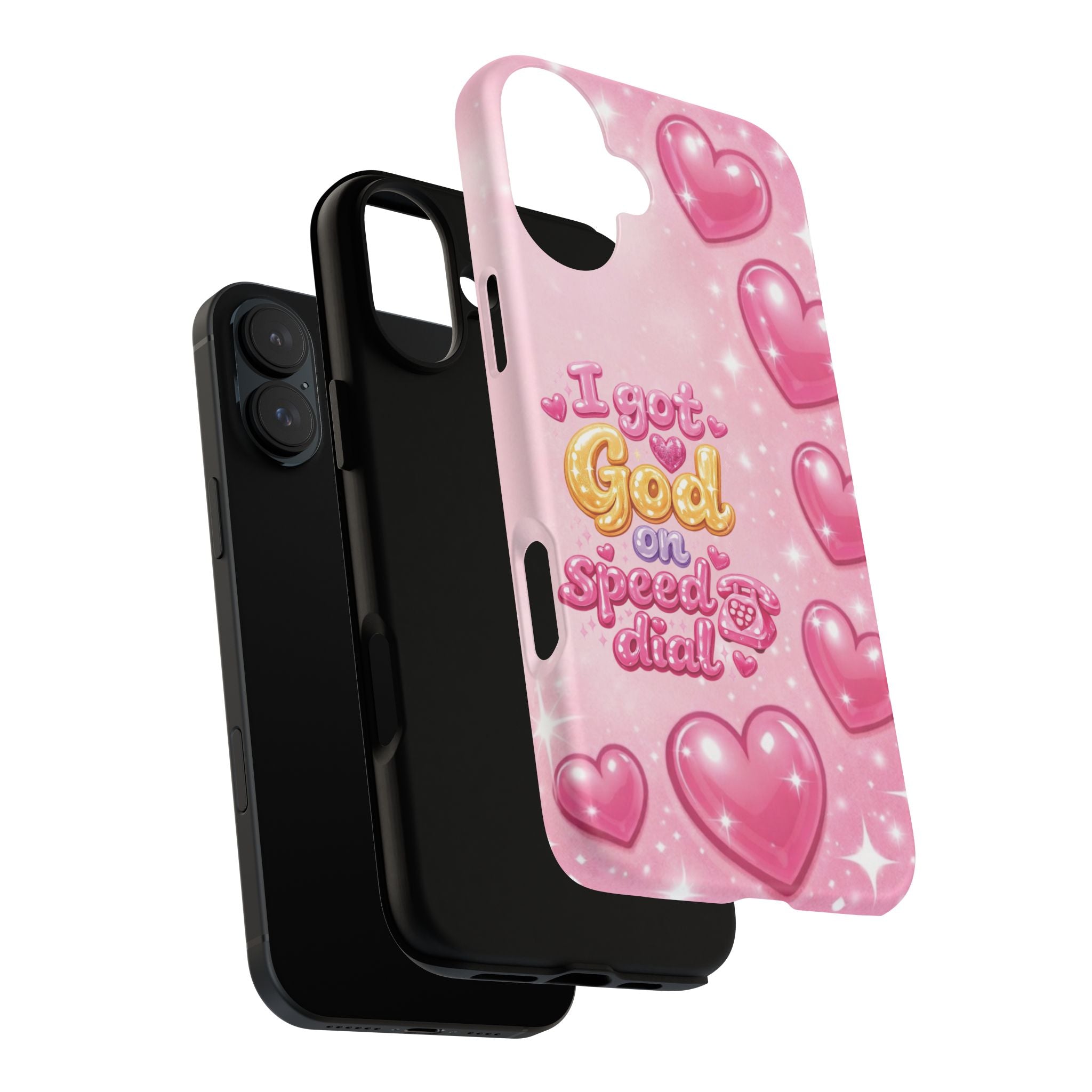 Phone Case - "I Got God on Speed Dial" Pink Heart Tough Case