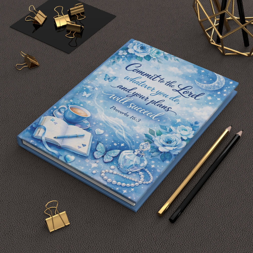 Commit to the Lord Floral Scripture Hardcover Journal — Proverbs 16:3 Prayer & Faith Notebook