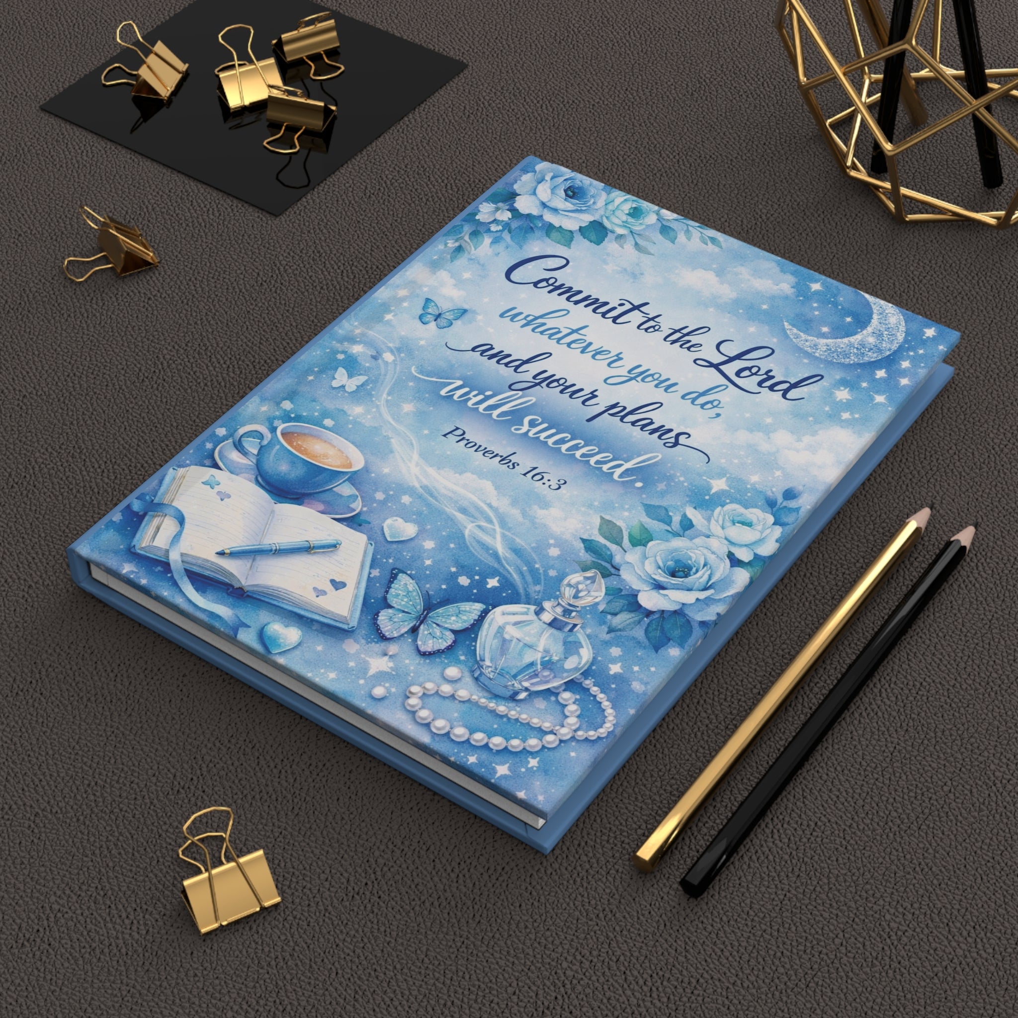 Commit to the Lord Floral Scripture Hardcover Journal — Proverbs 16:3 Prayer & Faith Notebook